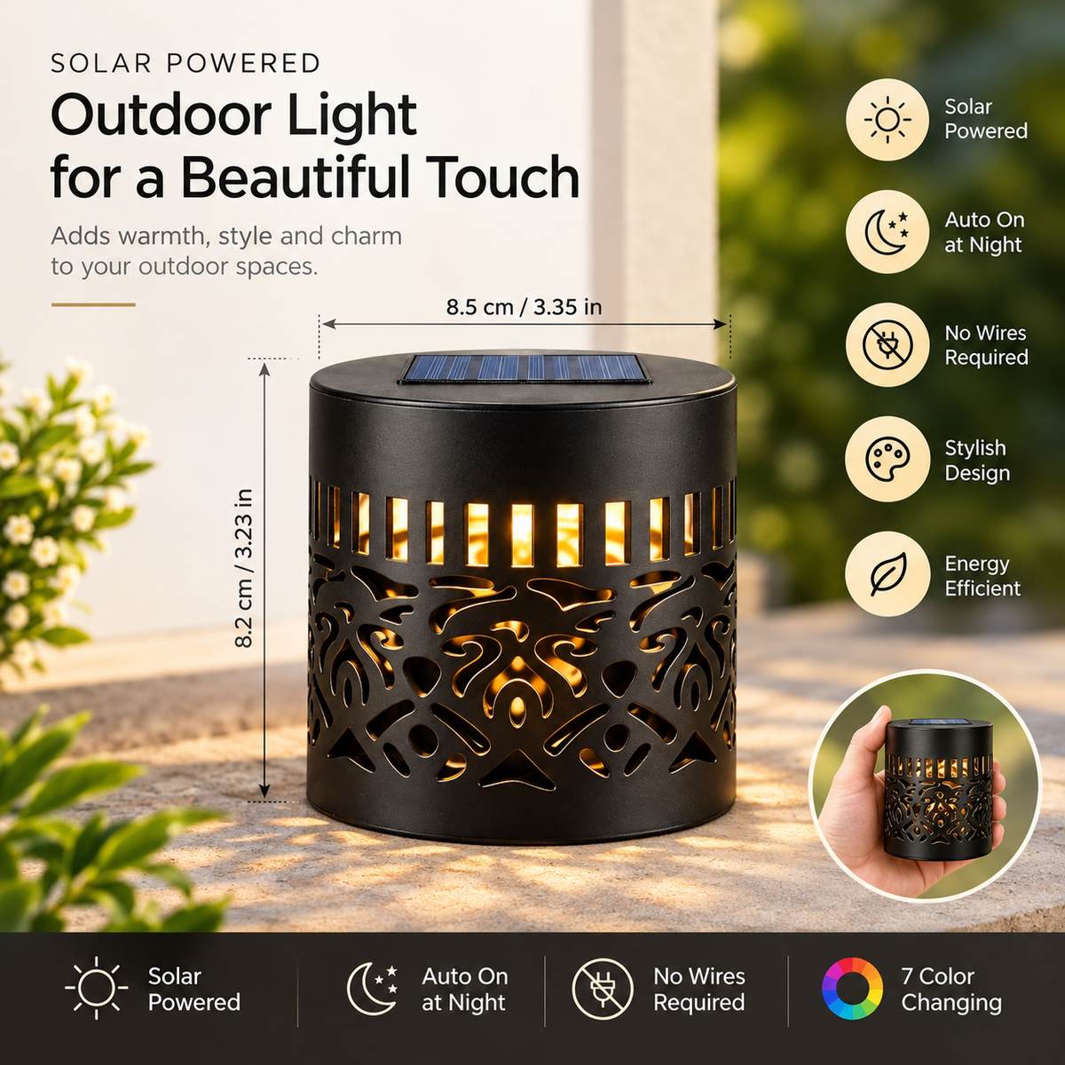 Solar Mandal Light for Diwali Decoration – Outdoor Wall Light for Balcony & Garden (Pack of 1)