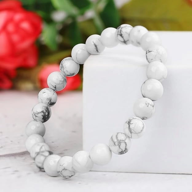 RARE--GEMS Pure Howlite Stone Bracelet Original Certified Rea