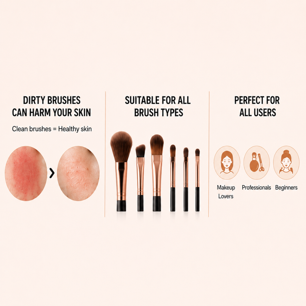 Why clean brushes matter, works with all brush types, suitable for all users
