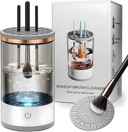 Electric makeup brush cleaner with retail box and silicone cleaning pad
